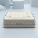 Pocket sprung mattress layered on a showroom base with stitched side detail and neutral fabric